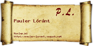 Pauler Lóránt névjegykártya